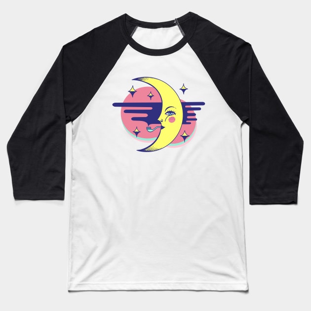 Smokey moon Baseball T-Shirt by Paolavk